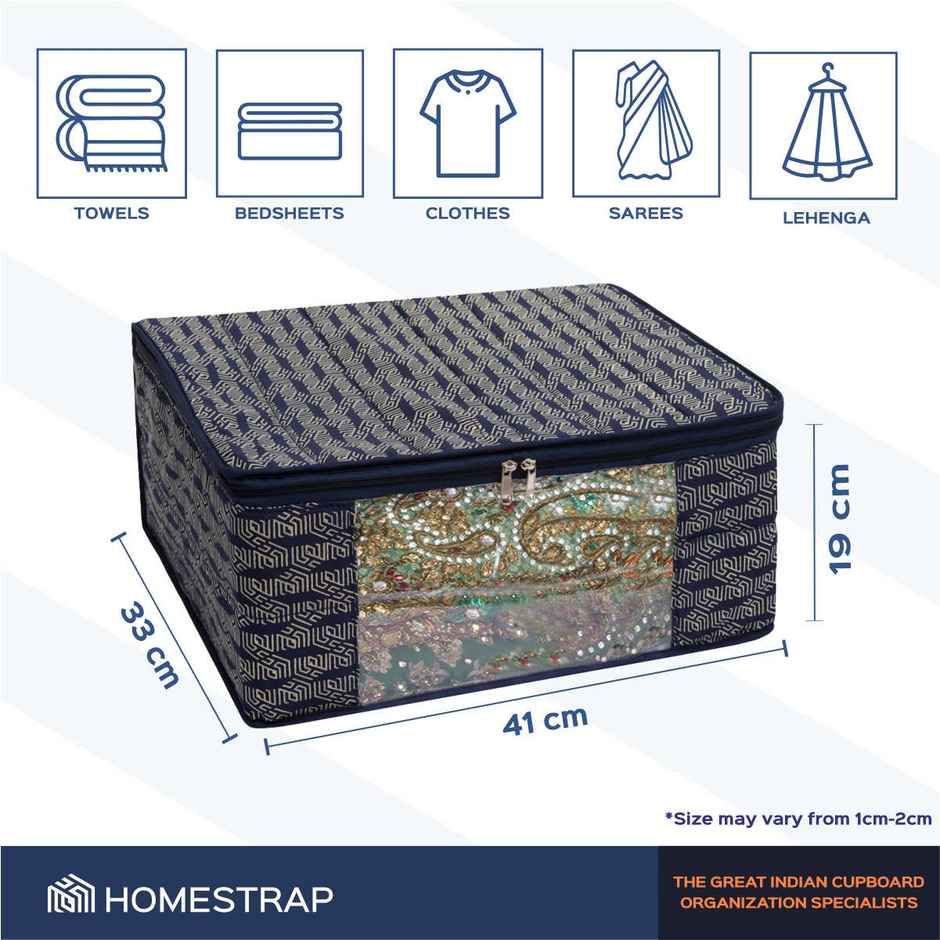 Homestrap Cotton Quilted Saree Cover | Navy Blue