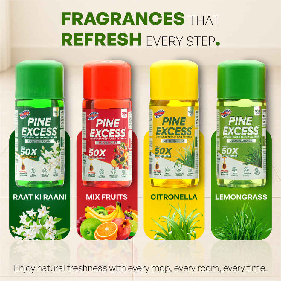 Varklin Pine Excess Floor Cleaner 50X Concentrated | Raat Ki Rani Surface Cleaner 100 ml makes 5 L