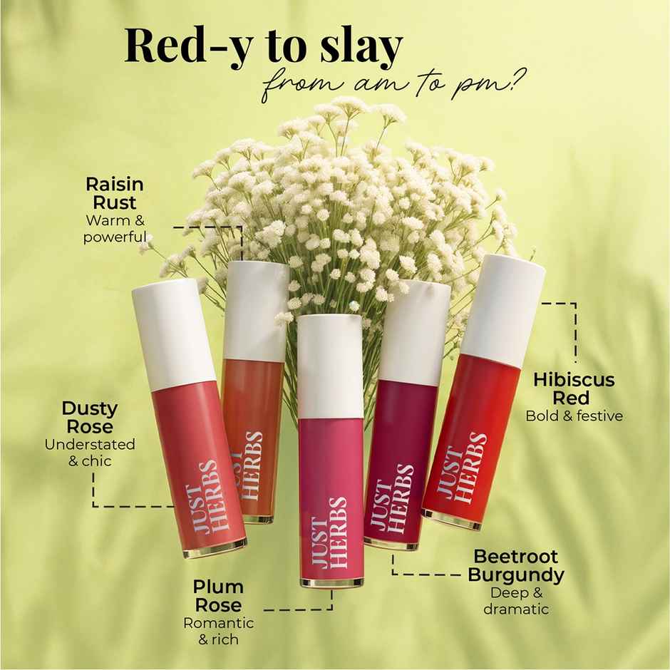 Just Herbs Enriched Liquid Lipstick Kit | Set Of 5 | Deeps And Red