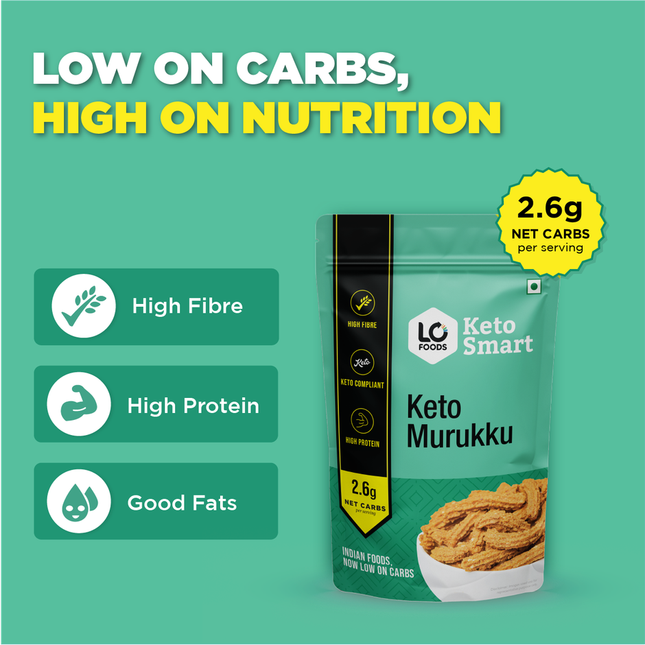 Lo Foods Keto Murukku |No Palm Oil Chakli, Low Carb Diet Healthy Snacks