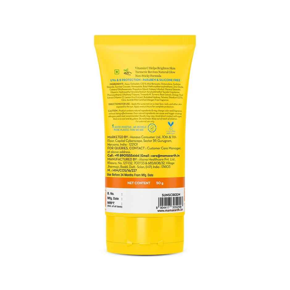 Mamaearth Vitamin C Daily Glow Sunscreen SPF 50 PA+++ for Tan Protection