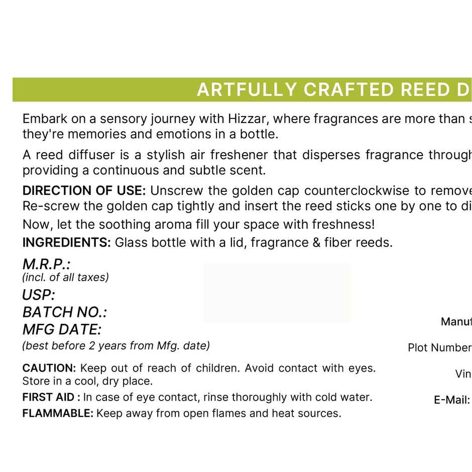 Hizzar Premium Reed Diffuser Set | Lemongras, Atmosphere Uplifter