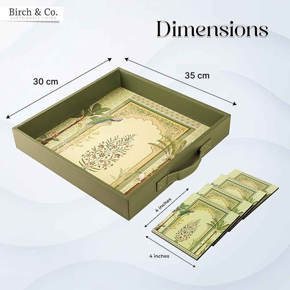 Birch & Co. Serving Tray - Peacock With Four Free Matching Coasters