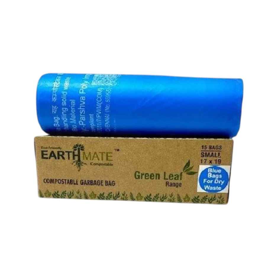 Earthmate Green Leaf Compostable Garbage Bags - Blue Small | 17 x 19 Inch Combo