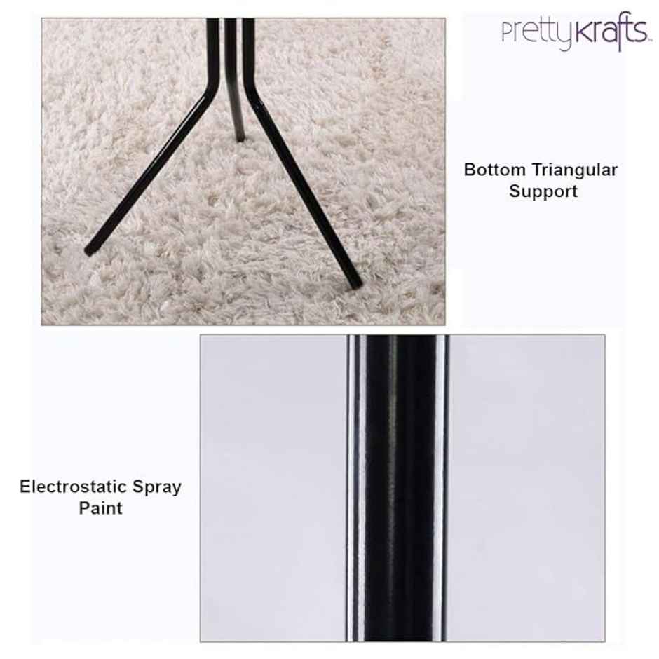 PrettyKrafts Wrought Iron Clothes Stand - 6 Hook Wall Rack for Entryway & Wardrobe | Black