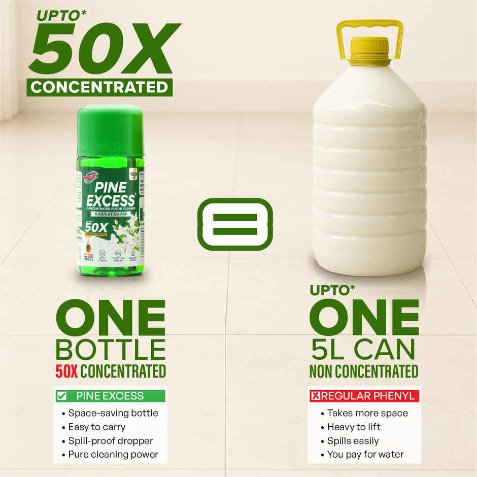 Varklin Pine Excess Floor Cleaner 50X Concentrated | Raat Ki Rani Surface Cleaner 100 ml makes 5 L