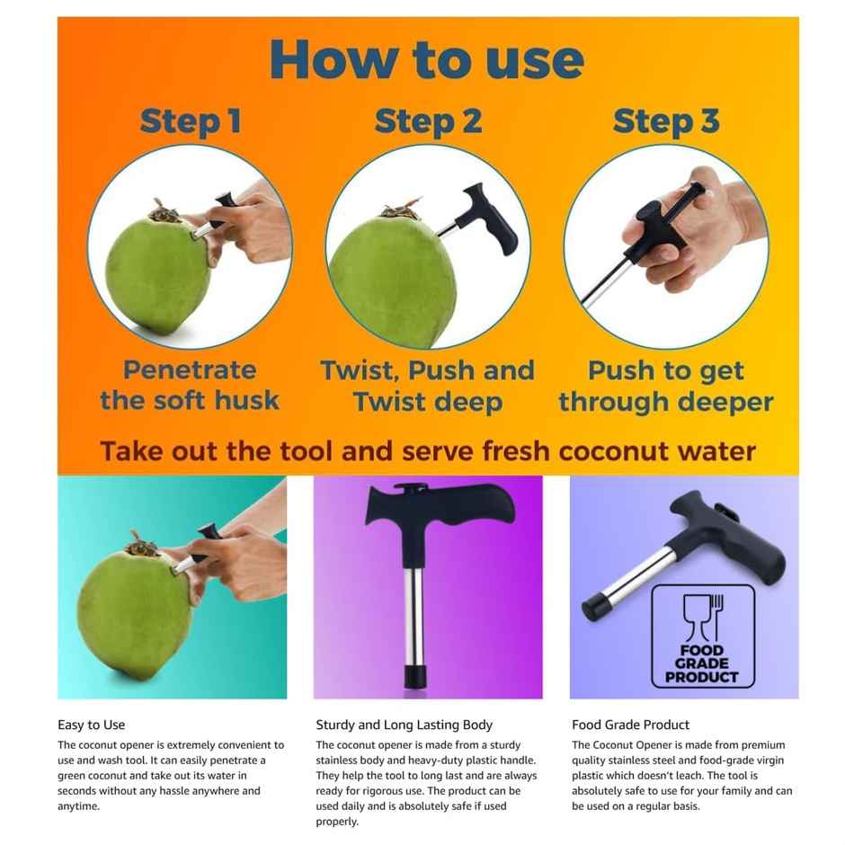 YouBee Stainless Steel Coconut Opener Tool | Coconut Water Opener