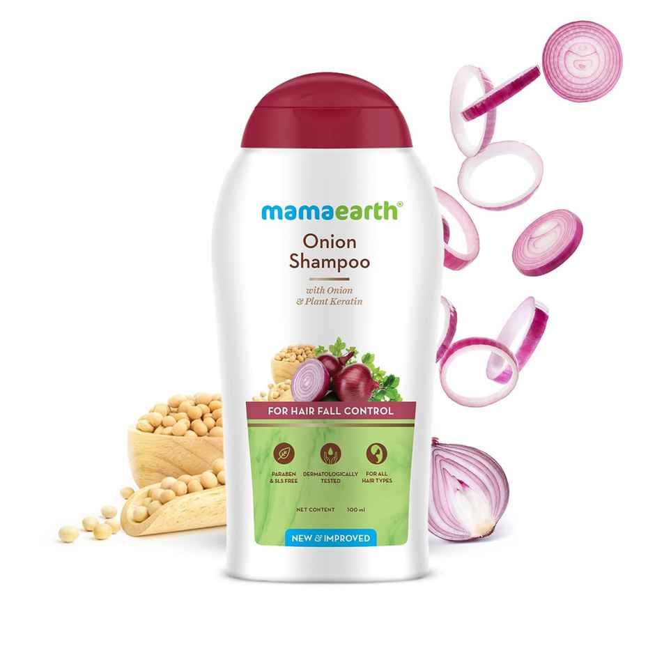Mamaearth Onion Hair Oil For Hair Fall Control (150ml) & Mamaearth Onion Shampoo For Hair Fall Control & Hair Growth With Onion & Plant Keratin (100ml) & Mamaearth Onion Conditioner For Hair Growth & Hair Fall Control (250ml) Combo