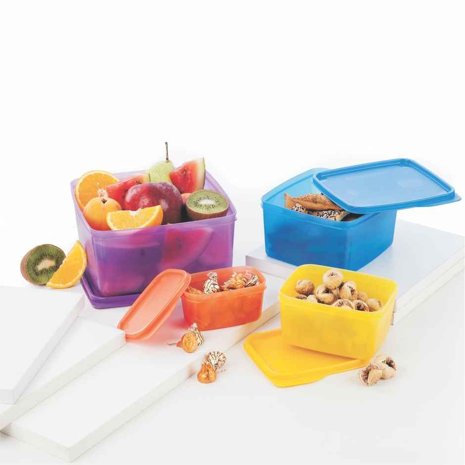Signoraware Family Fresh Tab Container Set | 2500 ml + 1200 ml + 500 ml + 160 ml | Multicolour
