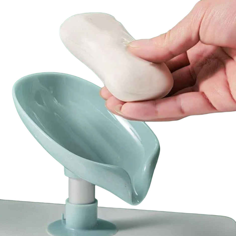 Perpetual Plastic Leaf-Shaped Double Layer Soap Dish Holder for Bathroom & Kitchen