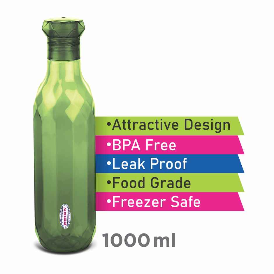 Asian Diamond Pet Fridge Water Bottle With Star Lid 1000 Ml (Colour May Vary) Combo