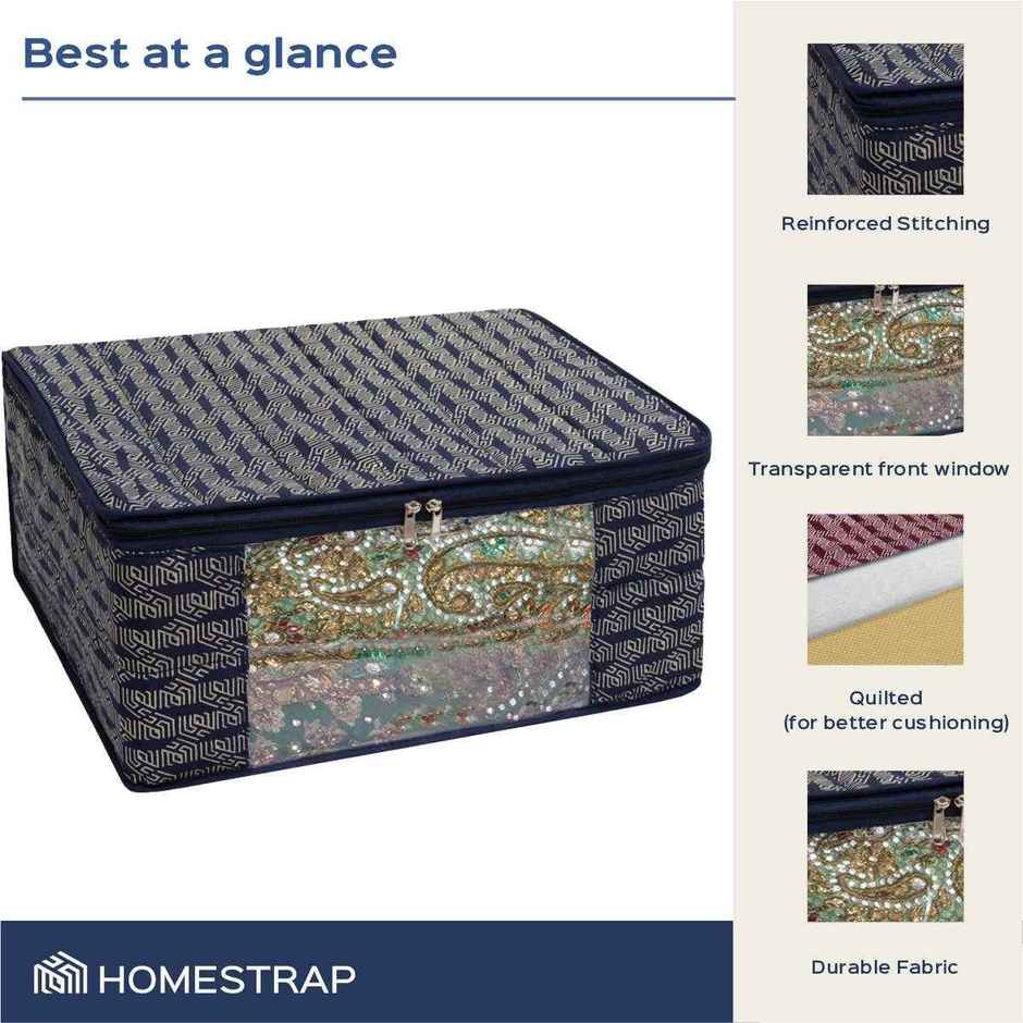Homestrap Cotton Quilted Saree Cover | Navy Blue