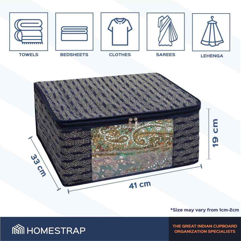 Homestrap Cotton Quilted Saree Cover | Navy Blue