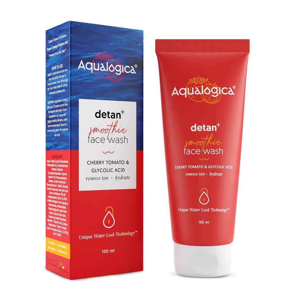 Aqualogica Detan+ Smoothie Face Wash With Cherry Tomato & Glycolic Acid Facial Cleanser