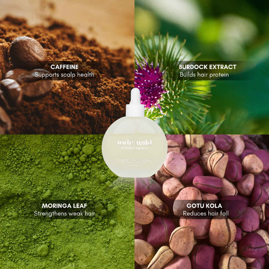 inde wild Moonlight Scalp Serum with Moringa, Bhringraj & Amla | Healthy Scalp & Hair Density