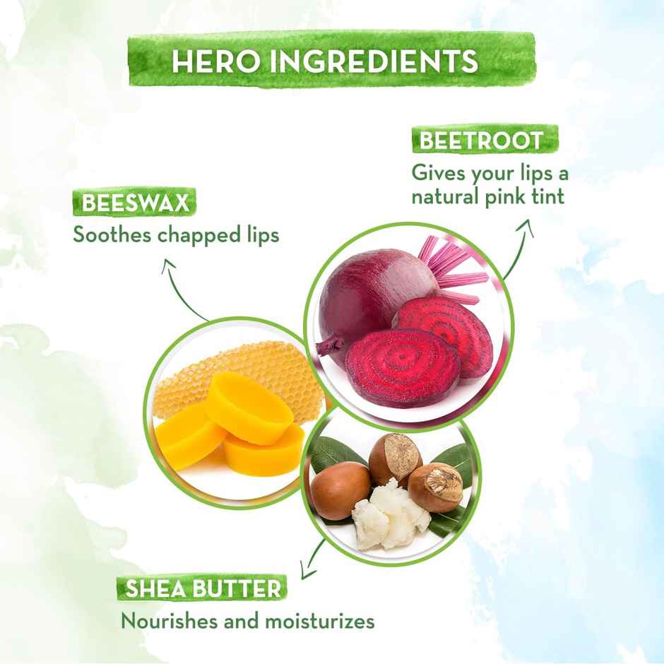 Mamaearth Beetroot Tinted 100% Natural Lip Balm With Beetroot & Beeswax 12 Hour Moisturization