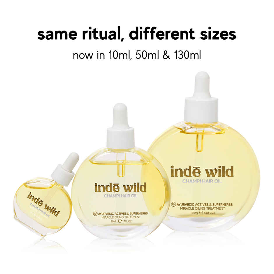 inde wild Champi Hair Oil With Bhringraj, Brahmi & Amla For Regrowth, Hairfall & Dandruff Control