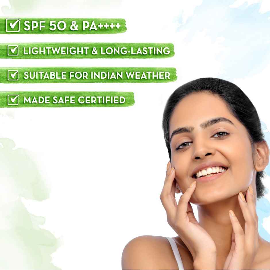 Mamaearth Ultra Light Indian Sunscreen SPF 50 PA++++ With Turmeric & Carrot Seed for Tan Protection