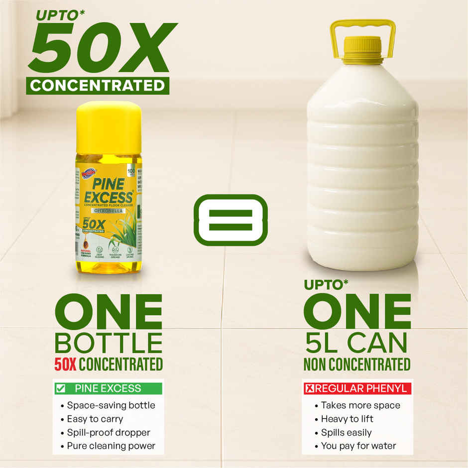 Varklin Pine Excess Floor Cleaner 50X Concentrated | Citronella Surface Cleaner 100 ml makes 5 L