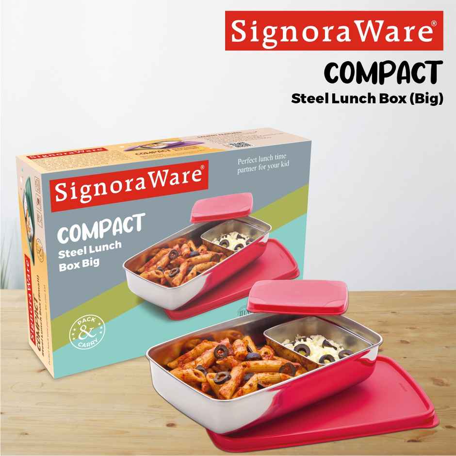 Signoraware Compact Steel Lunch Box (Big) - Assorted