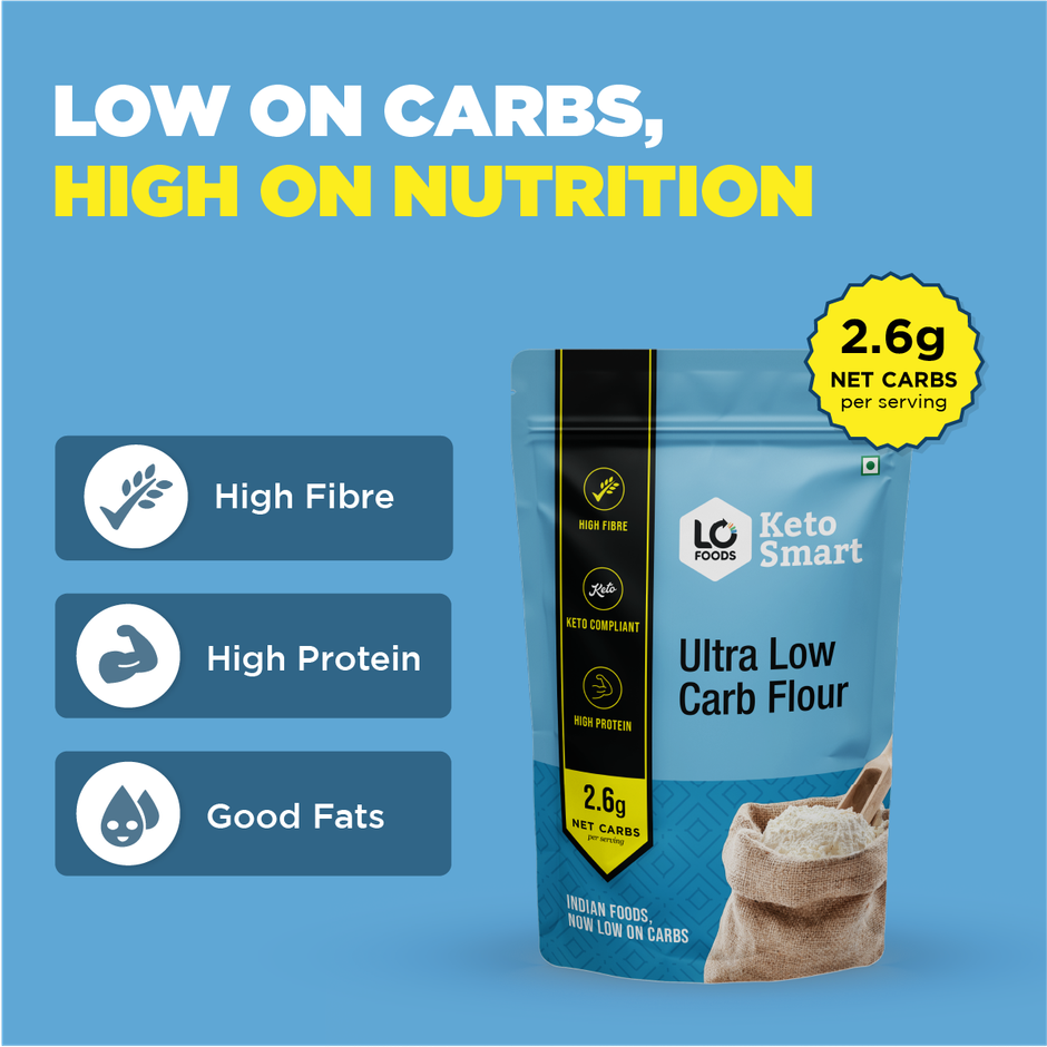 Lo Foods Ultra Low Carb Keto Flour Low GI Low Carb High Protein Atta with Almond Flour