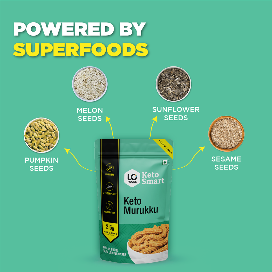 Lo Foods Keto Murukku |No Palm Oil Chakli, Low Carb Diet Healthy Snacks