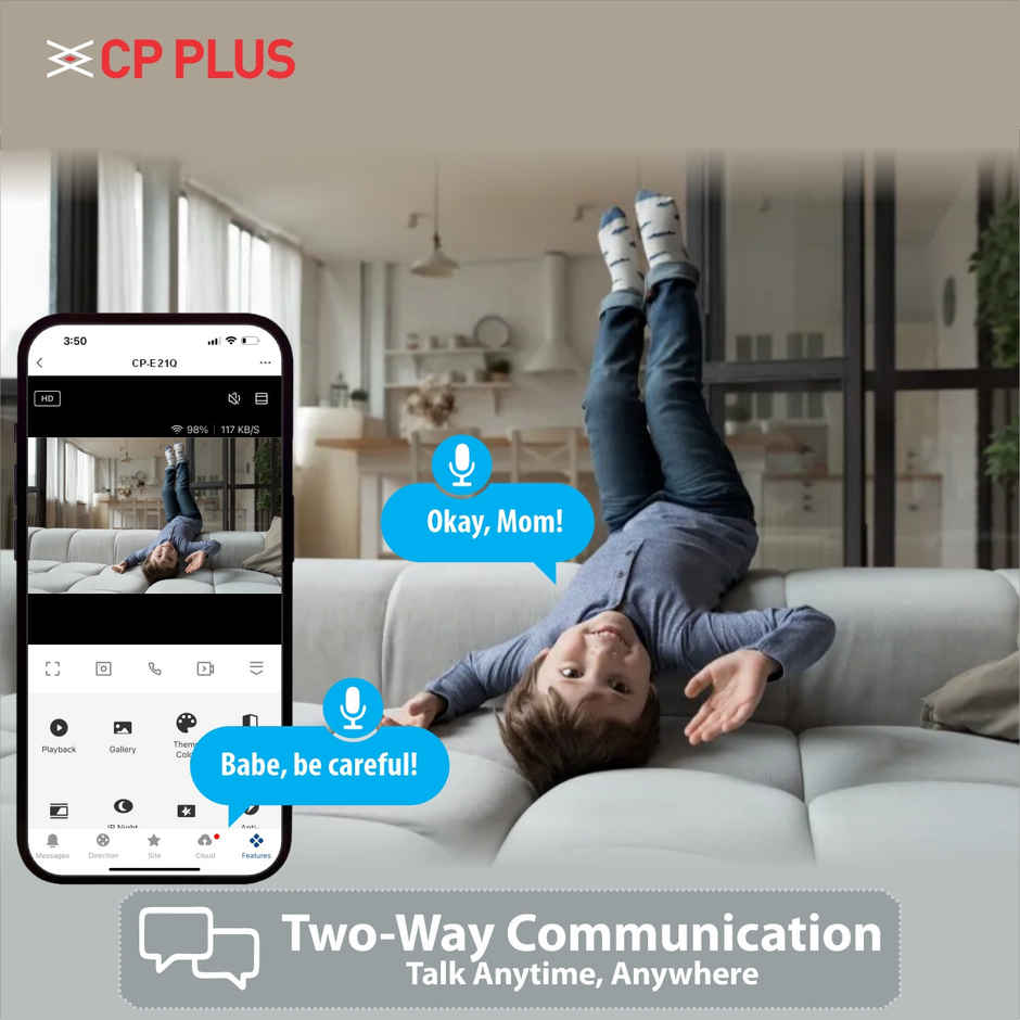 CP PLUS E21Q 2MP Smart Wi-Fi Pt CCTV Camera with Motion Tracking, Two-Way Talk & Google Home