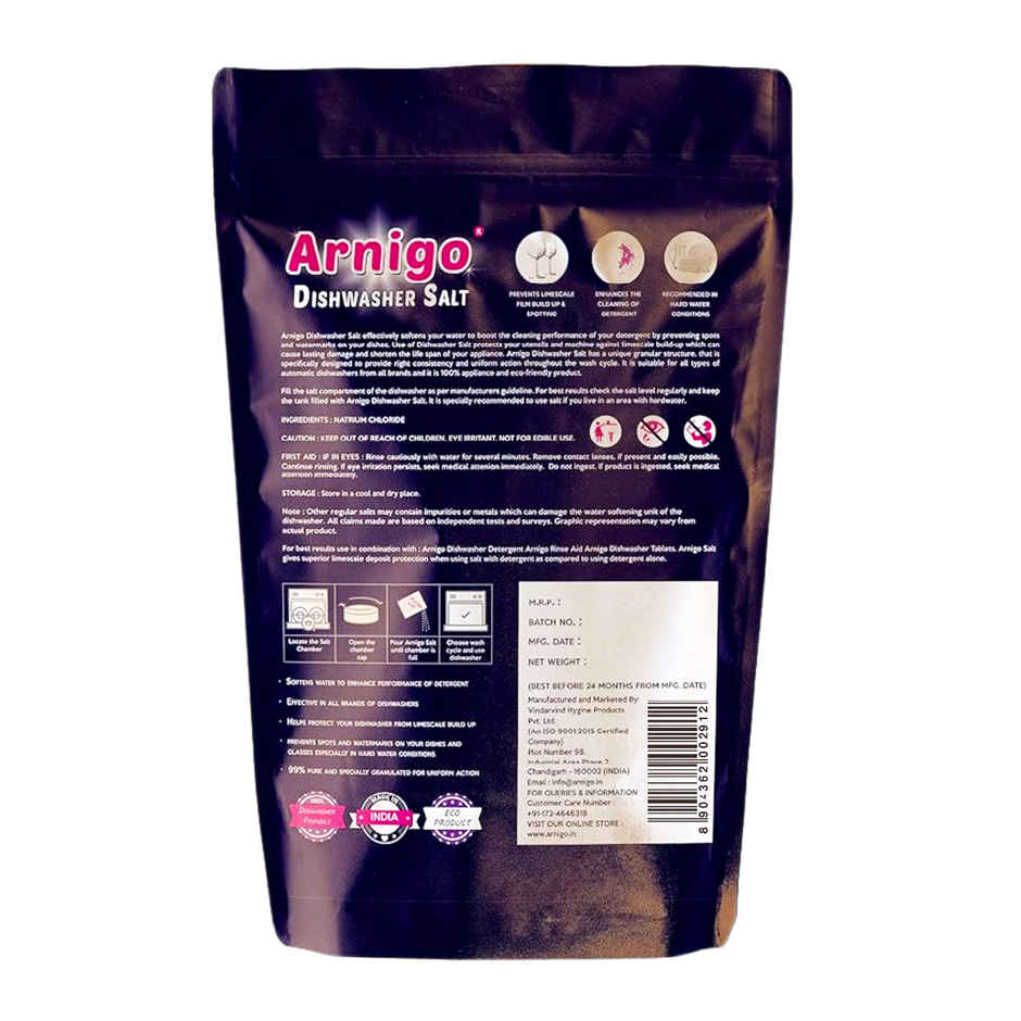 Arnigo Dishwasher Salt for All Dishwashers, Prevents Spots & Enhances Cleaning