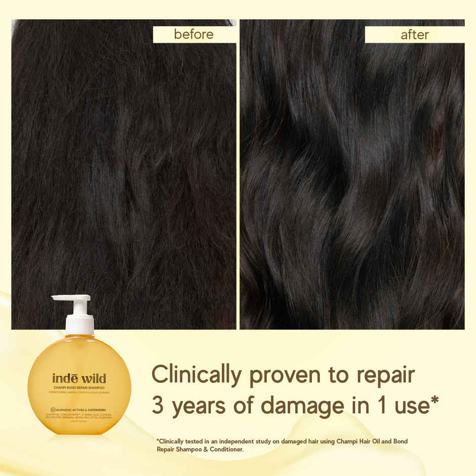 inde wild Champi Bond Repair Shampoo | Strengthening, Hairfall Control & Scalp Cleanser