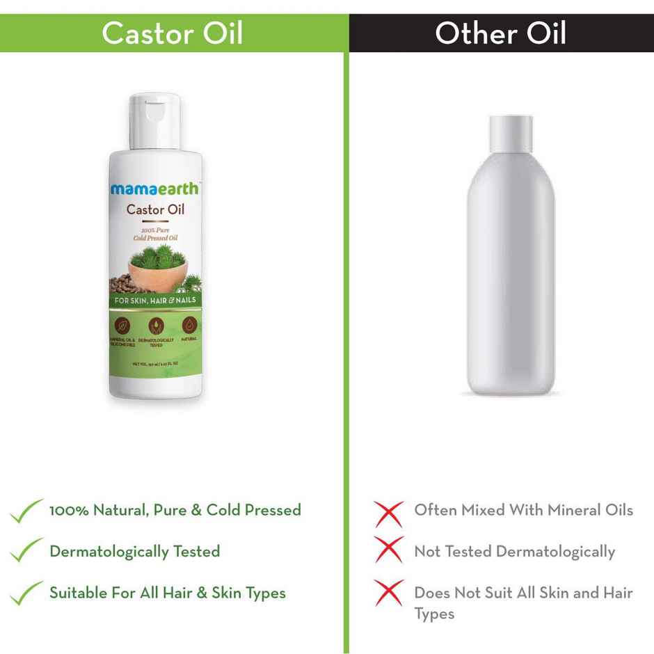 Mamaearth Castor Oil 100% Pure Cold Pressed Oil For Skin- Hair & Nails