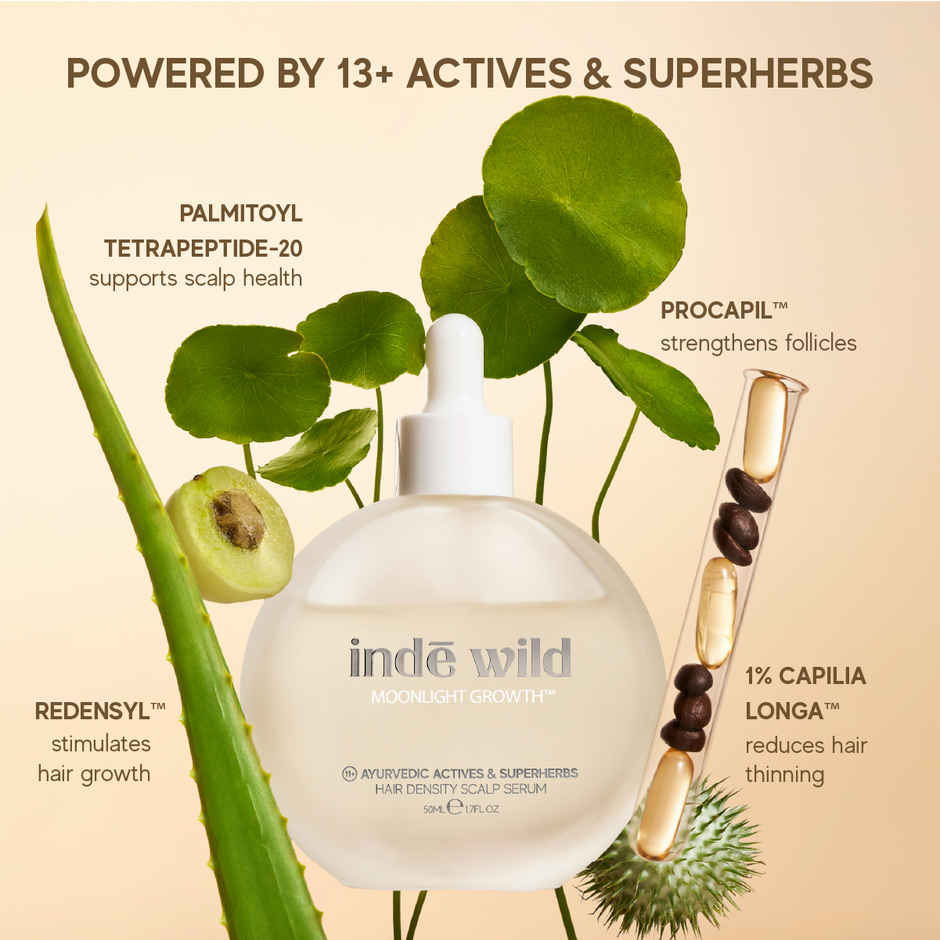 inde wild Moonlight Scalp Serum with Moringa, Bhringraj & Amla | Healthy Scalp & Hair Density
