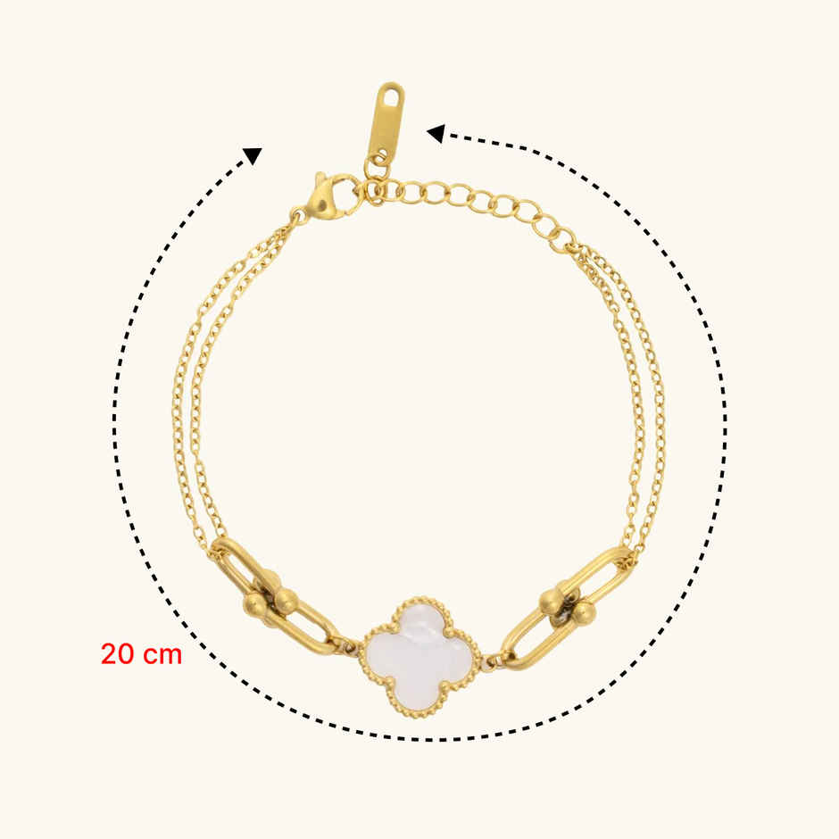 ZAISHA 18K Gold Plated Classy Clover White & Gold Bracelet| Birthday |Anniversary | Valentines gift