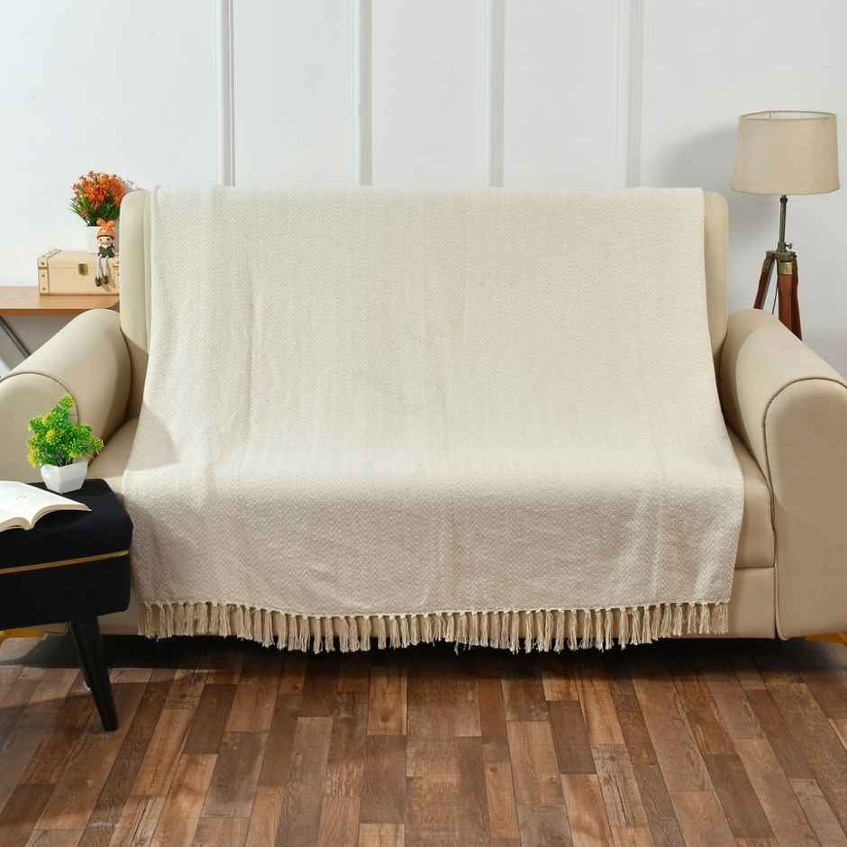 Sashaa World Chevron Sofa Throw With Tassels