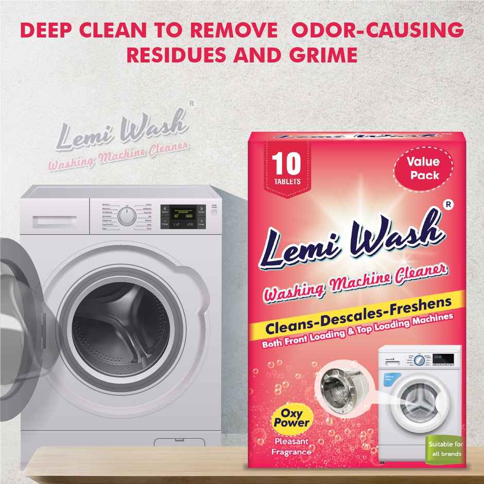 Lemiwash Washing Machine Cleaner 10 Tablets | Eliminates Odor | For Front And Top Loading