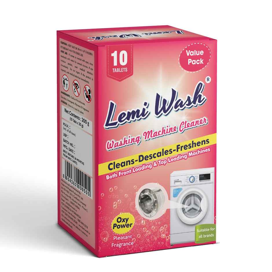 Lemiwash Washing Machine Cleaner 10 Tablets | Eliminates Odor | For Front And Top Loading