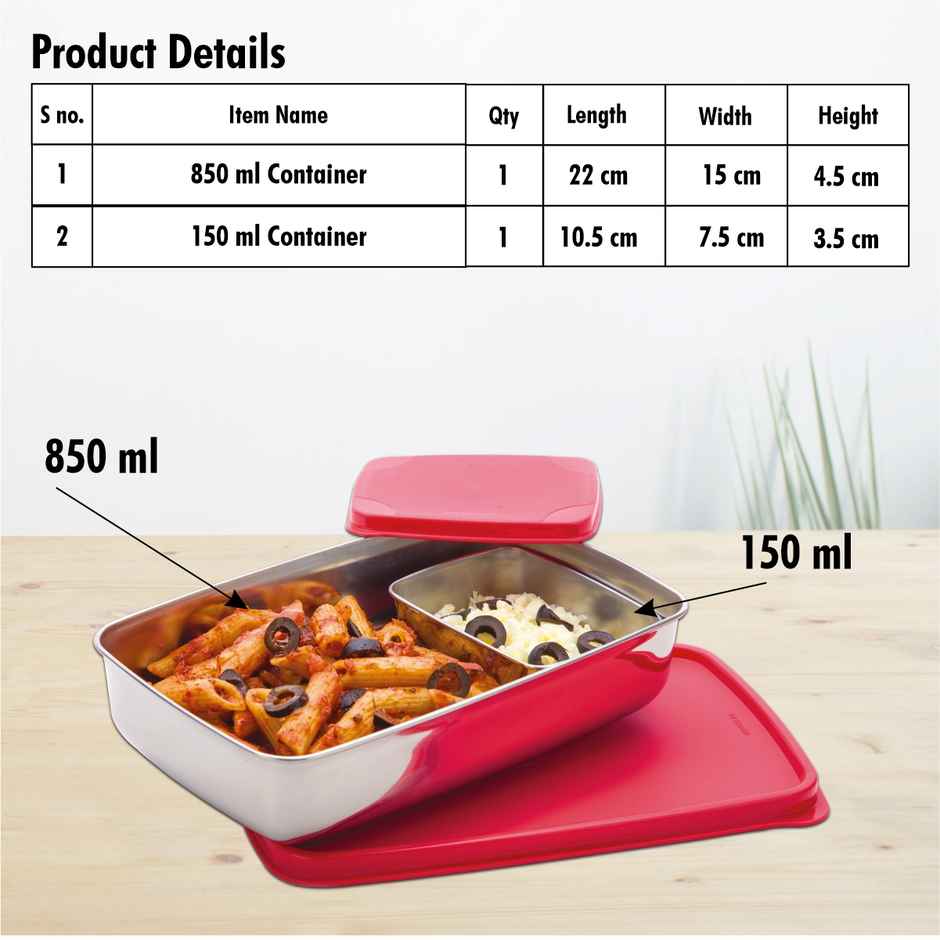 Signoraware Compact Steel Lunch Box (Big) - Assorted