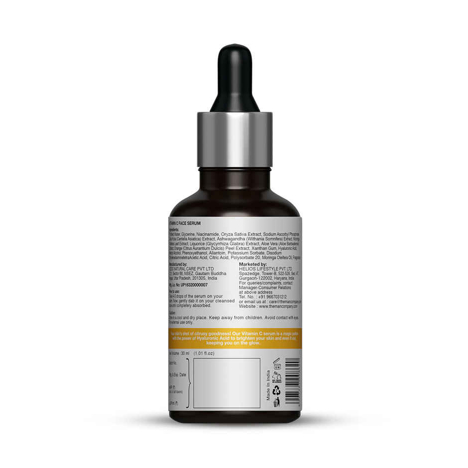 The Man Company Vitamin C Face Serum | With Hyaluronic acid| Evens skin tone & boosts collagen | For all skin types
