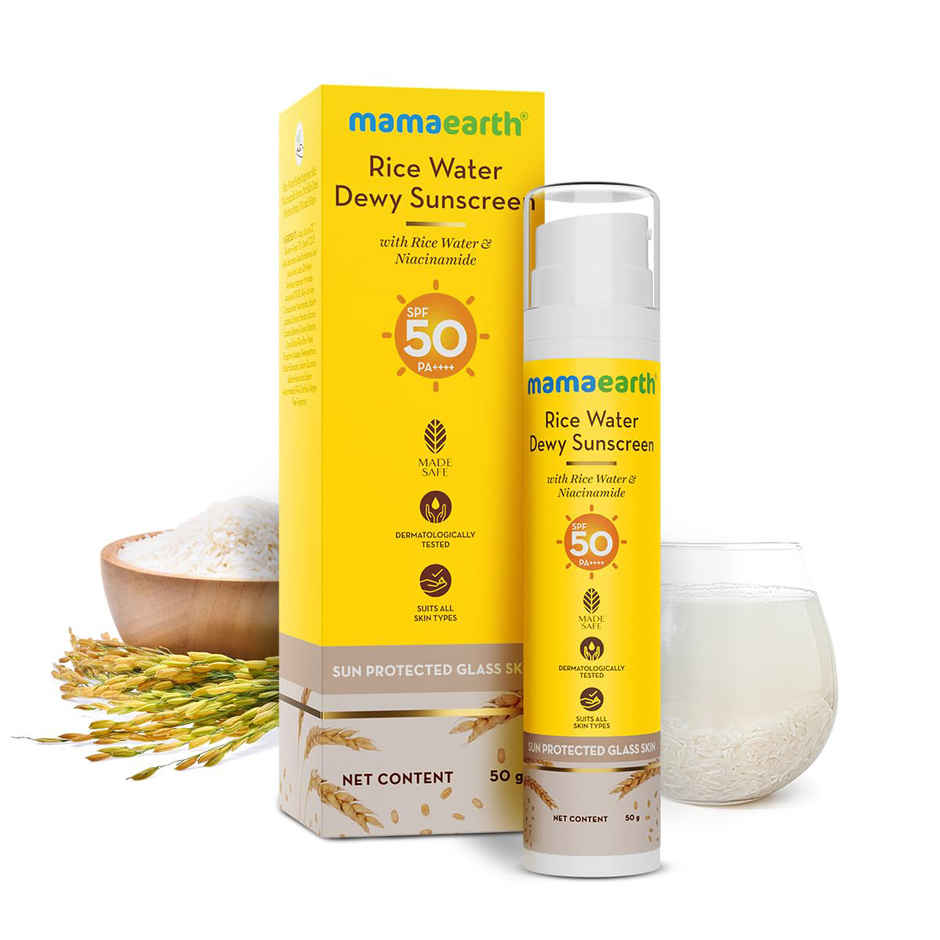 Mamaearth Rice Water Dewy Sunscreen for Tan Protection
