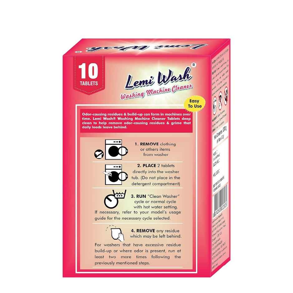 Lemiwash Washing Machine Cleaner 10 Tablets | Eliminates Odor | For Front And Top Loading
