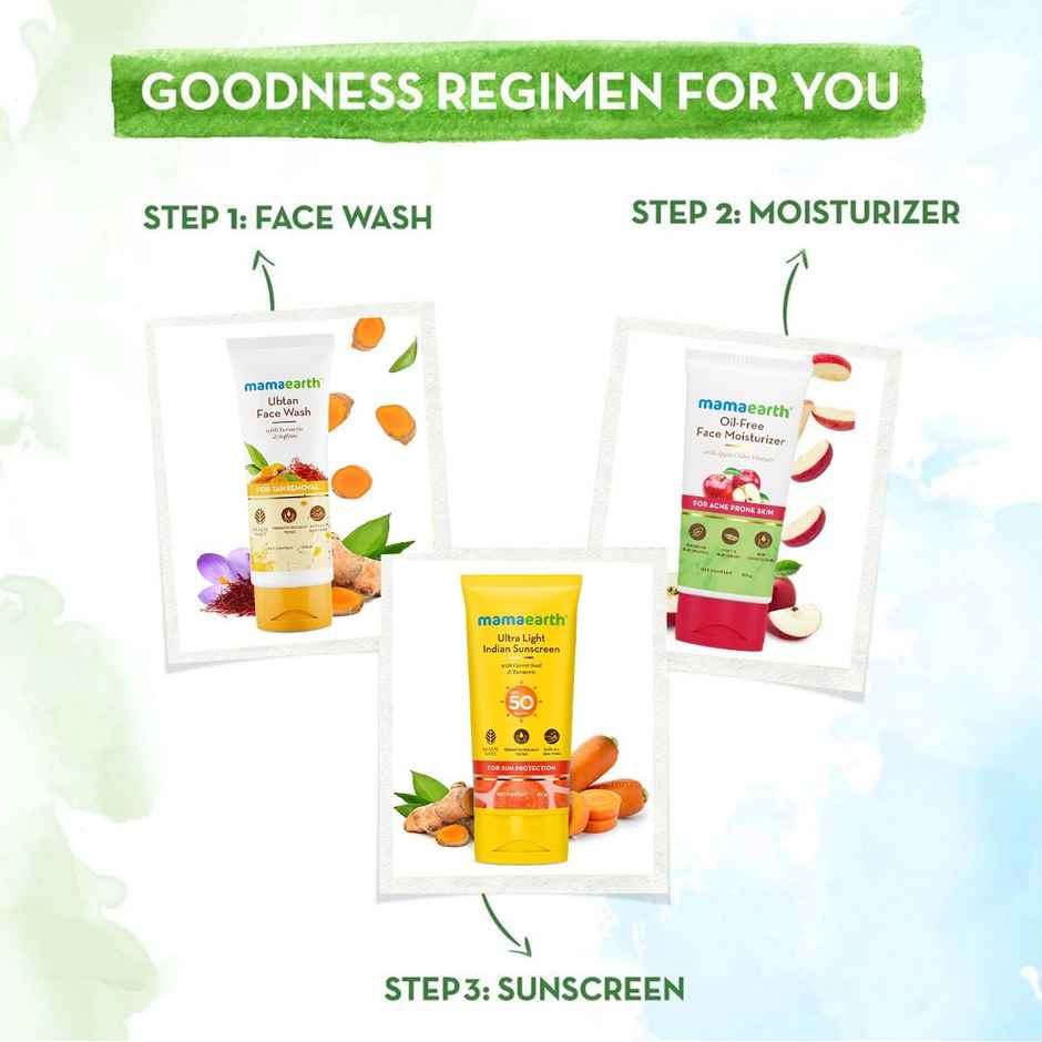 Mamaearth Ultra Light Indian Sunscreen SPF 50 PA++++ With Turmeric & Carrot Seed for Tan Protection