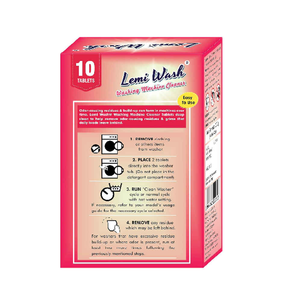 Lemiwash Washing Machine Cleaner 10 Tablets | Eliminates Odor | For Front And Top Loading