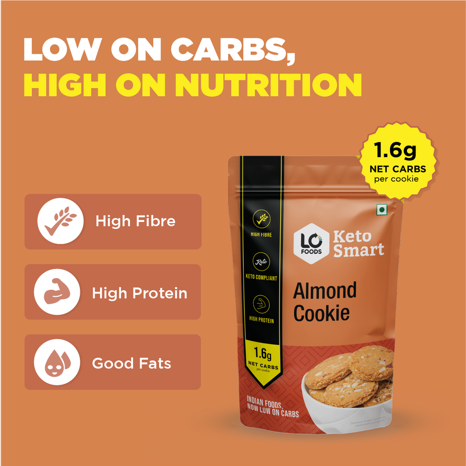 Lo Foods Keto Almond Cookies - Sugar Free Biscuit, High Protein Healthy Biscuits