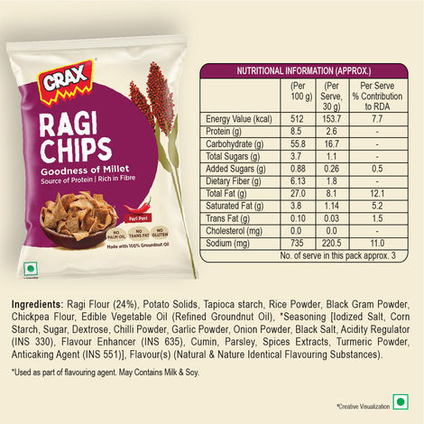 Crax Peri Peri Ragi Chips  - High Protein Millet Snacks