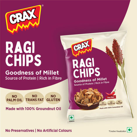 Crax Peri Peri Ragi Chips  - High Protein Millet Snacks