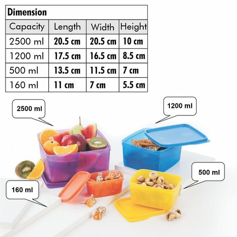 SignoraWare Family Fresh Tab Set/4 (2500Ml+1200Ml+500Ml+160Ml), 819Multicolor