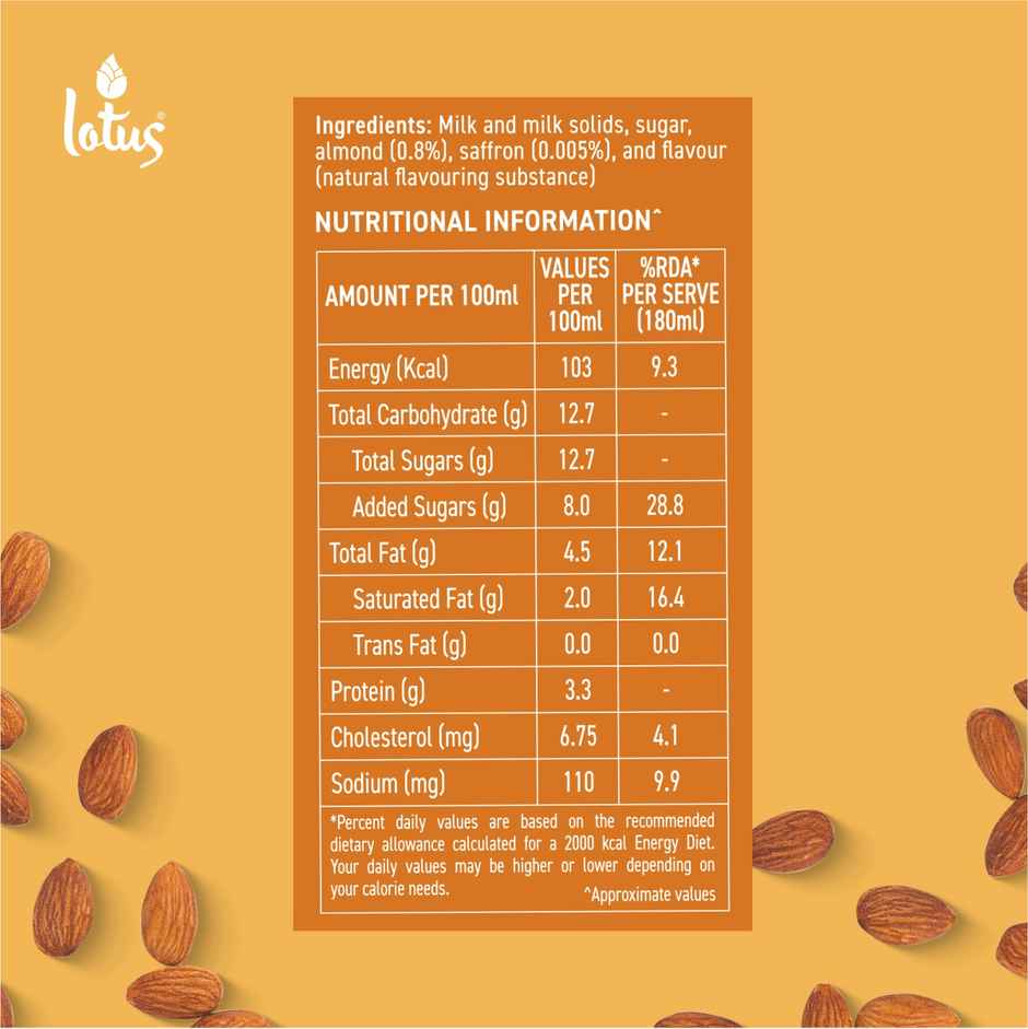 Lotus Kesar Badam Milk | With Real Bits Of Almonds And Saffron