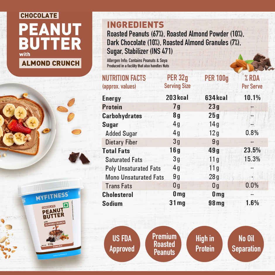 MyFitness Chocolate Peanut Butter with Almond Crunch | High Protein