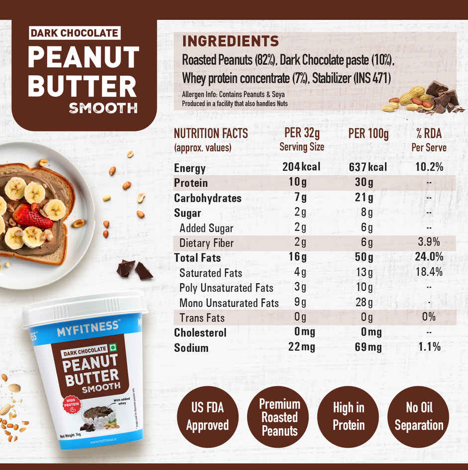MyFitness High Protein Dark Chocolate Peanut Butter Smooth Spread
