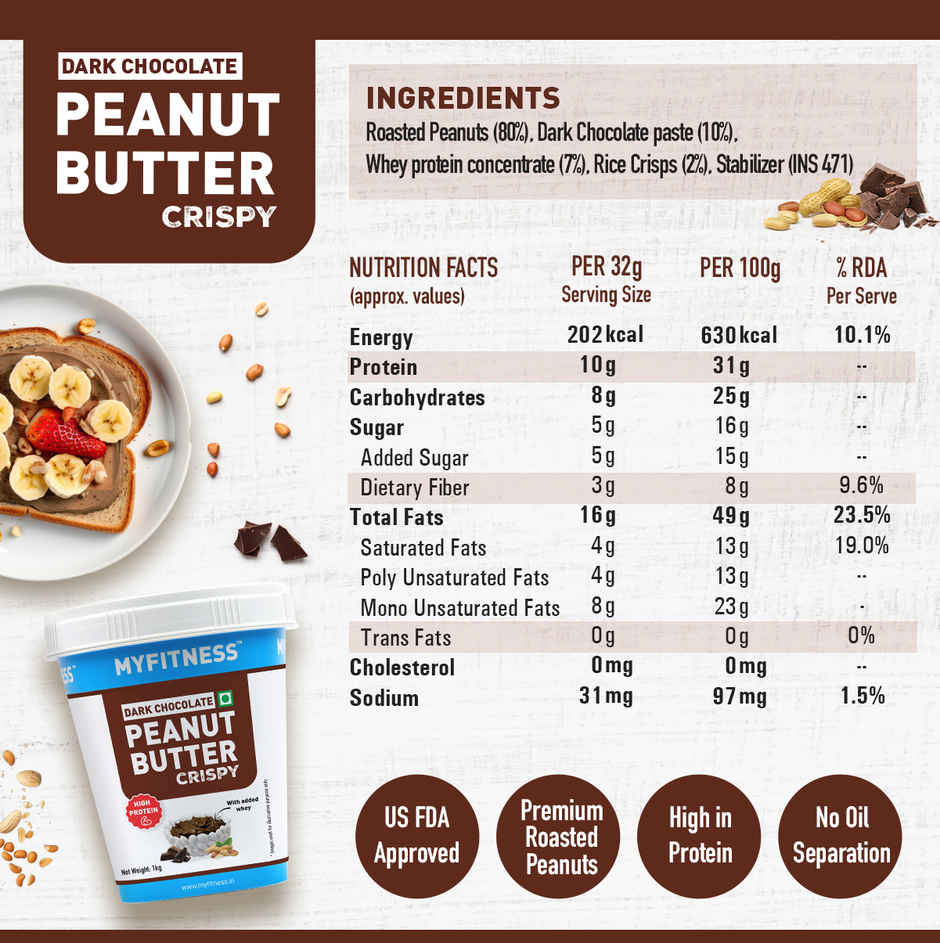 MyFitness High Protein Dark Chocolate Peanut Butter Crispy Spread