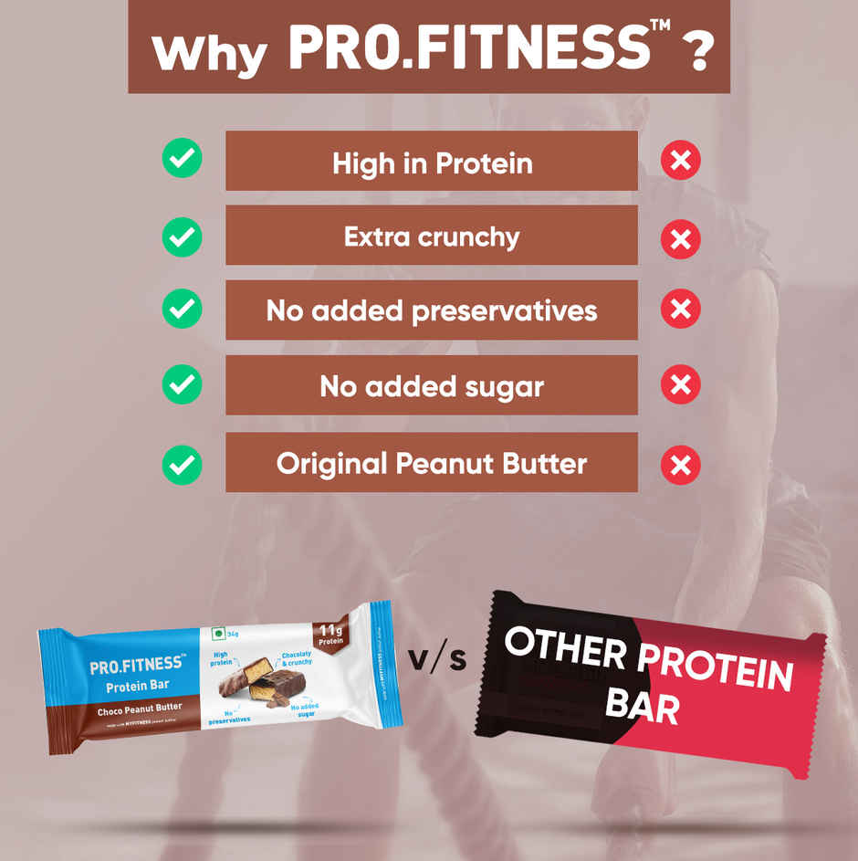 Myfitness Chocolate Peanut Butter Crunchy (510g) & Pro.Fitness Choco Peanut Butter Protein Bar (34g) Combo